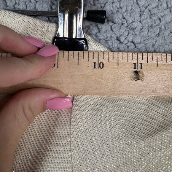 Vintage Anavini Hand Smocked Size 5 Beige Short Sleeeves Pleated Dress Midi Line - Picture 6 of 12